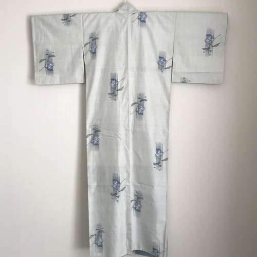 【夏の着物リメイク／一点もの】涼感◎カスリ柄ワンピース　洗濯OK 夏に着る。着物や浴衣を涼しげなワンピースとブラウスにリメイク