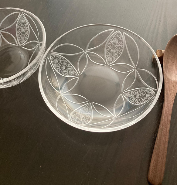 切子 の ガラス 皿 【リンネ】 1枚目の画像