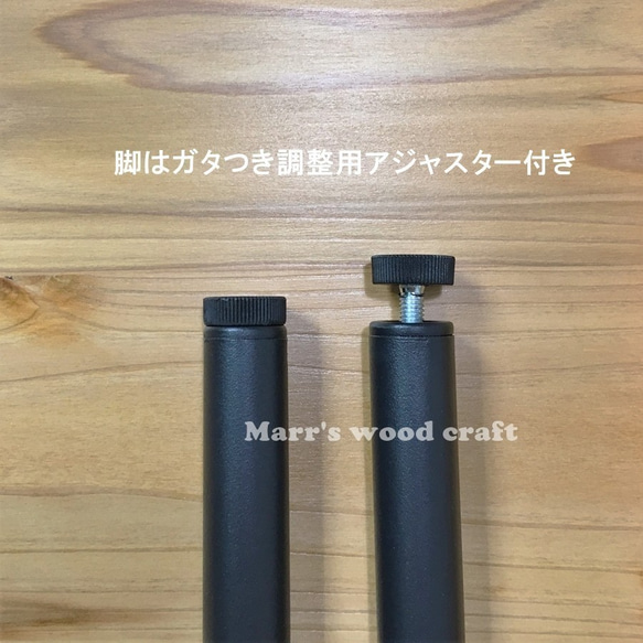 国産杉の無垢材ダイニングテーブル　円形 110cm　オイル仕上げ　ダークウォルナット色　アイアン脚　円卓【オーダー可能】 8枚目の画像