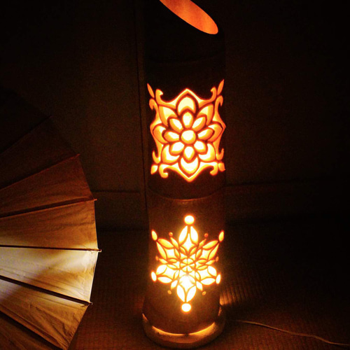 竹灯り・竹あかり・竹灯籠・竹灯篭・竹ランプ ～～ 癒しの灯り☆美模様