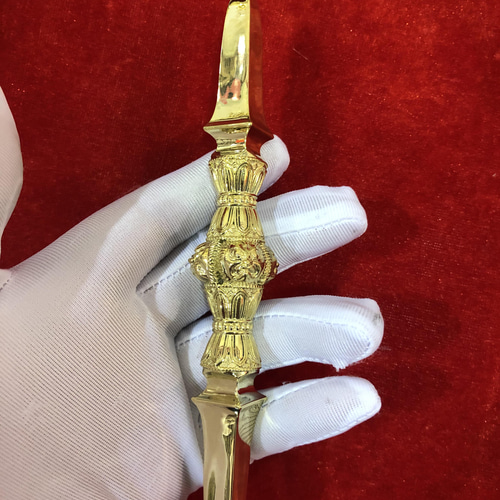 密教法具 真言宗金剛杵 鬼面独鈷杵 寺院用仏具 真鍮製 vajra 16cm