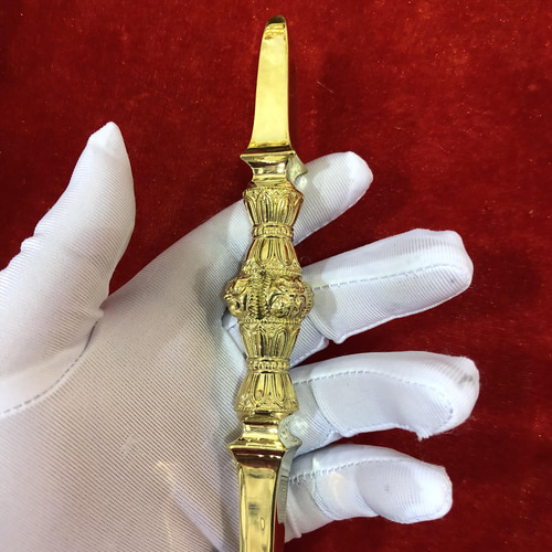 密教法具 真言宗金剛杵 鬼面独鈷杵 寺院用仏具 真鍮製 vajra 16cm