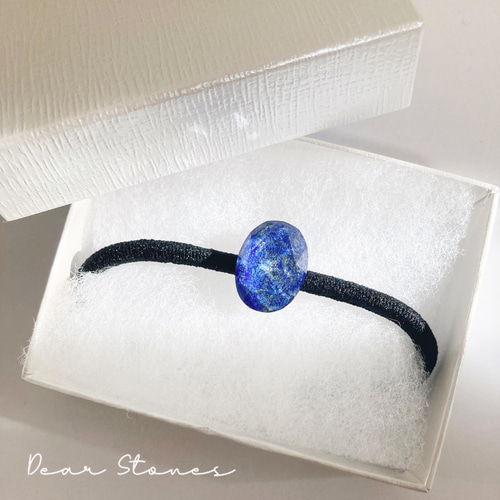幸運のお守り］ラピスラズリ×水晶の髪飾り（ヘアゴム）天然石 -lapis 