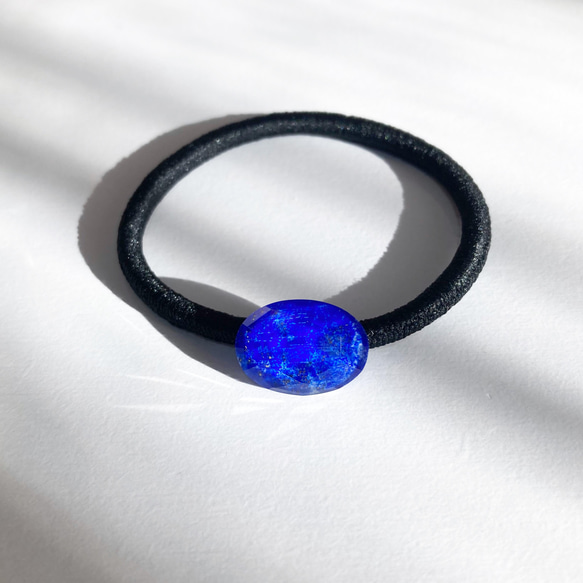 群青の星空 / ラピスラズリ×クリスタルの髪飾り（ヘアゴム）天然石  -lapis lazuli 3枚目の画像