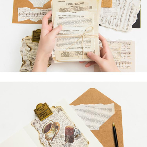 A-00824/A03059] コラージュヴィンテージ風デザインペーパー 57枚