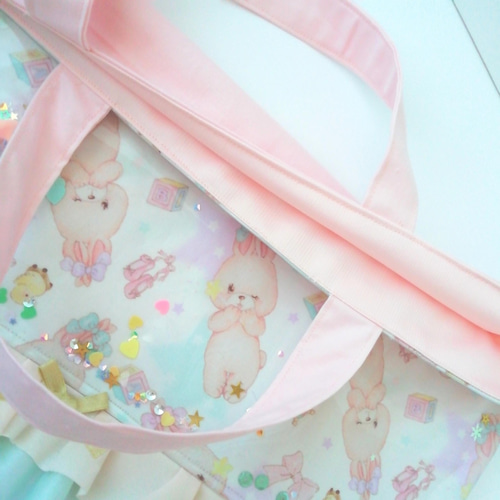 fuwari*ゆめかわうさぎのシャカシャカレッスンバッグ*ハンドメイド