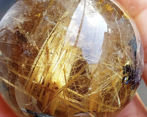 M-14タイチンルチルスフィア　丸玉　天然石　クリスタル　タイチンルチルクォーツ 8d44be2744c039861623e2d0dbe1cf