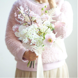 【２点セット】桜とマグノリア 春のウェディングブーケ・ブトニア 4枚目の画像