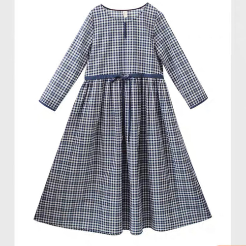 くーたん　ウエストリボン チェーンプリント ワンピース 定価3.6万円 くるみボタンとギンガムチェックロングワンピース ウエスト