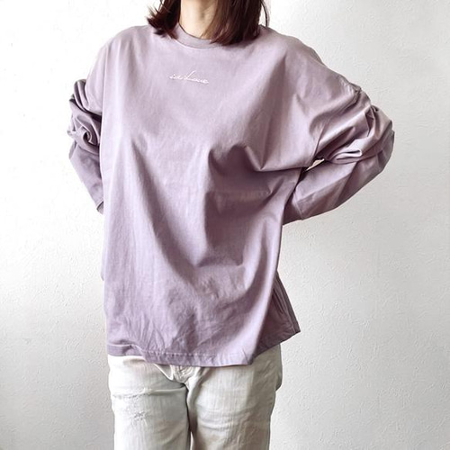 ラインストーン付きビッグシルエットロングスリーブTシャツ
