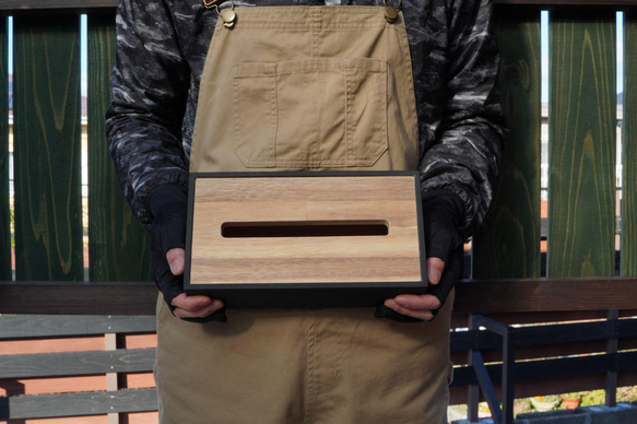 ティッシュボックスケース スリムタイプ 木製 アカシア【受注制作】 10枚目の画像