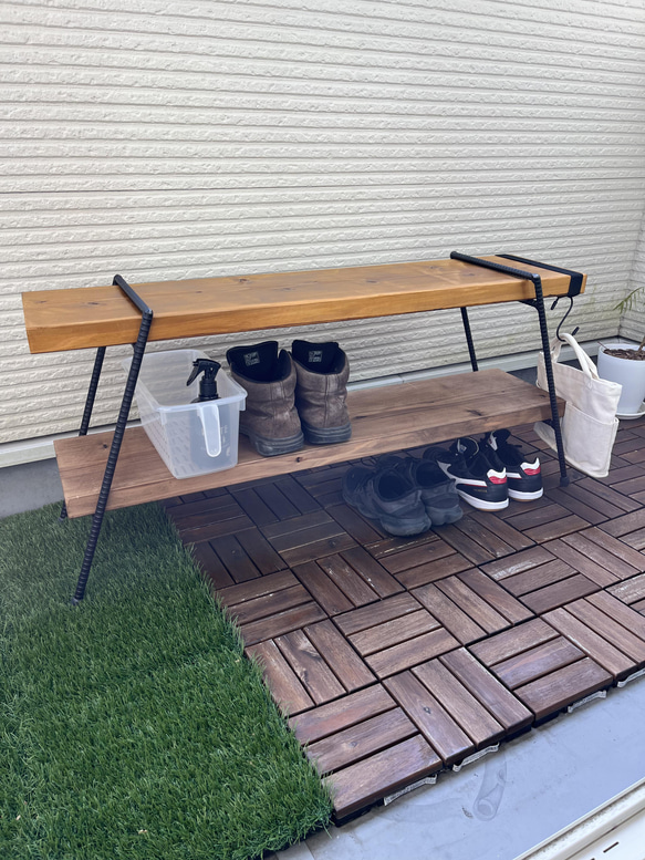 アイアンベンチ ベンチ カフェ風 シェルフ 【公式通販】