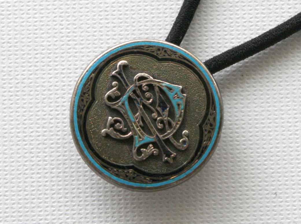 フランスアンティークヘアゴム／イニシャルDボタン（AFB-122)