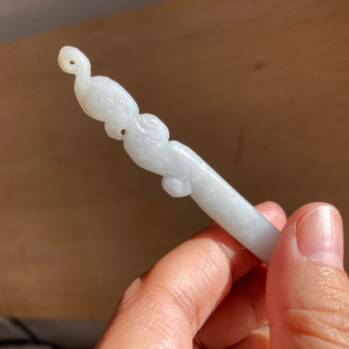 Z28 簪 ミャンマー産 天然 A貨 本翡翠 1本 簪 ほうおう 鳳凰 黄翡翠