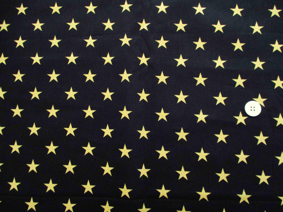 コットンツイル　星☆彡プリント柄　　ブラック地イエロー系星柄　1600-71 3枚目の画像