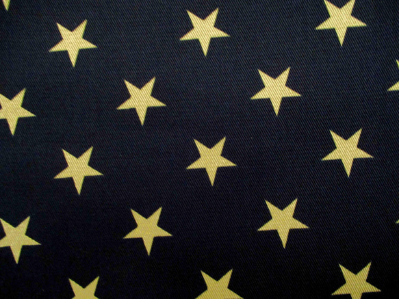 コットンツイル　星☆彡プリント柄　　ブラック地イエロー系星柄　1600-71 2枚目の画像
