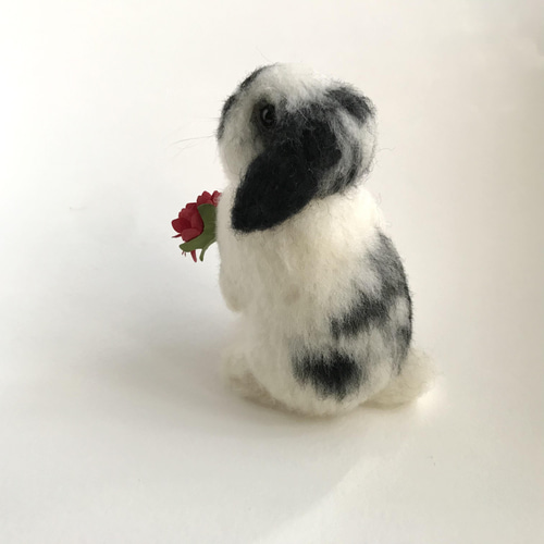 うさぎ 羊毛フェルト ロップイヤー ミニうさぎ ブロークンブラック