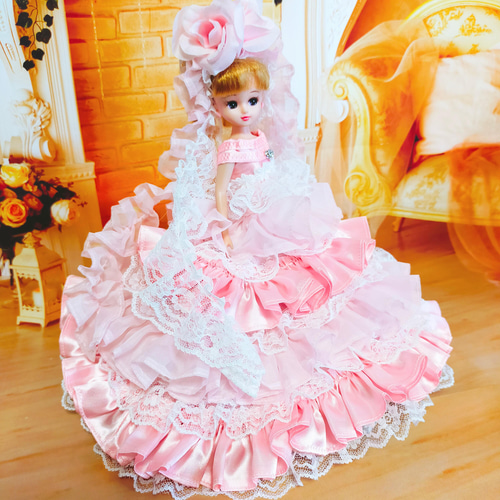 リカちゃんサイズ ハンドメイド プリンセスドレス ピンク