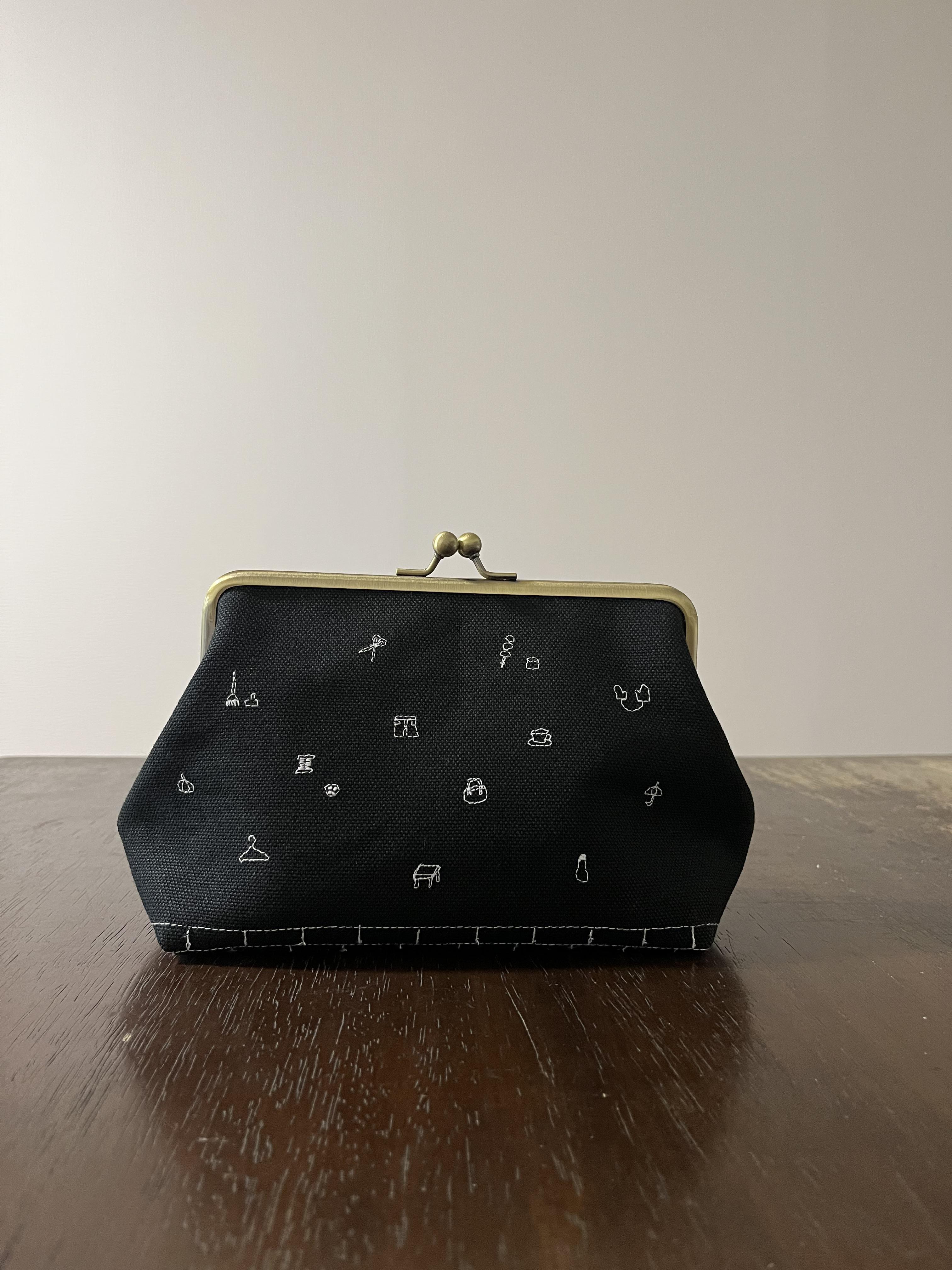 色々、可愛い、ミシン刺繍のがま口ポーチ