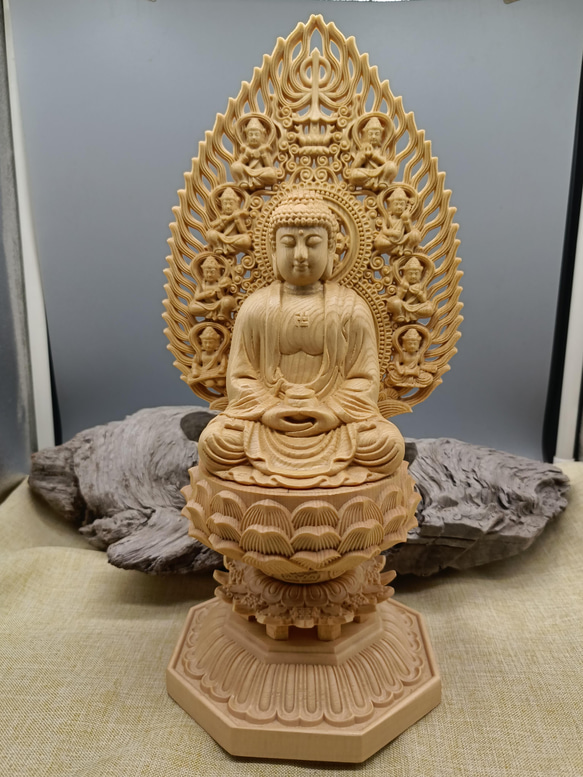総檜材 釈迦如来 釈迦如来坐像 釈迦様 置物 仏教工芸品 てがる 木彫 総檜材 釈迦如来 釈迦如来坐像 釈迦様 置物 仏教工芸品 てがる 木彫