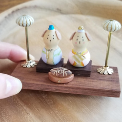 ミニひょうたん型の小さなお雛様Ⓑ（犬のお内裏様とお雛様）Japanese doll figurines～Dog～ 3枚目の画像