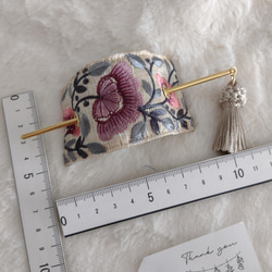 裏まで可愛いインド刺繍リボンのマジェステ/かんざし　ラズベリー　 5枚目の画像