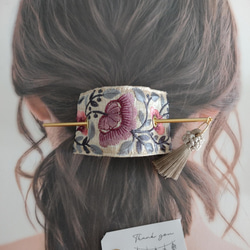 裏まで可愛いインド刺繍リボンのマジェステ/かんざし　ラズベリー　 4枚目の画像