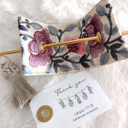 裏まで可愛いインド刺繍リボンのマジェステ/かんざし　ラズベリー　 3枚目の画像