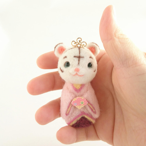 受注製作 犬と猫の羊毛フェルトひな祭り人形セット （ねこのき