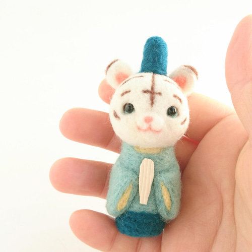 受注製作 犬と猫の羊毛フェルトひな祭り人形セット （ねこのき
