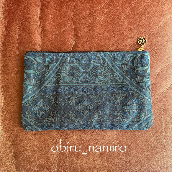 ✳︎Nishijinn Flat pouch✳︎フラットポーチ✳︎ぺちゃんこポーチ✳︎西陣織✳︎シルク帯リメイク✳︎ 1枚目の画像