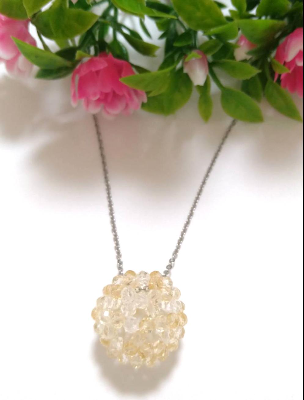 ライトカラーシトリン　神聖幾何学 フラーレン　ネックレス