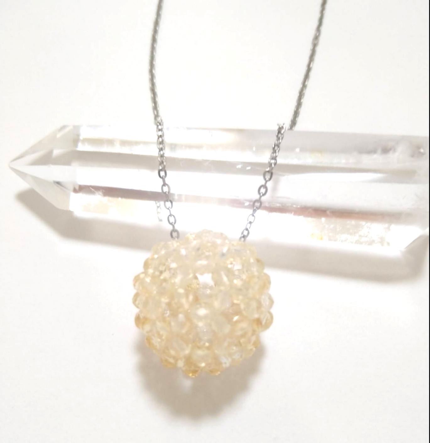 ライトカラーシトリン　神聖幾何学 フラーレン　ネックレス