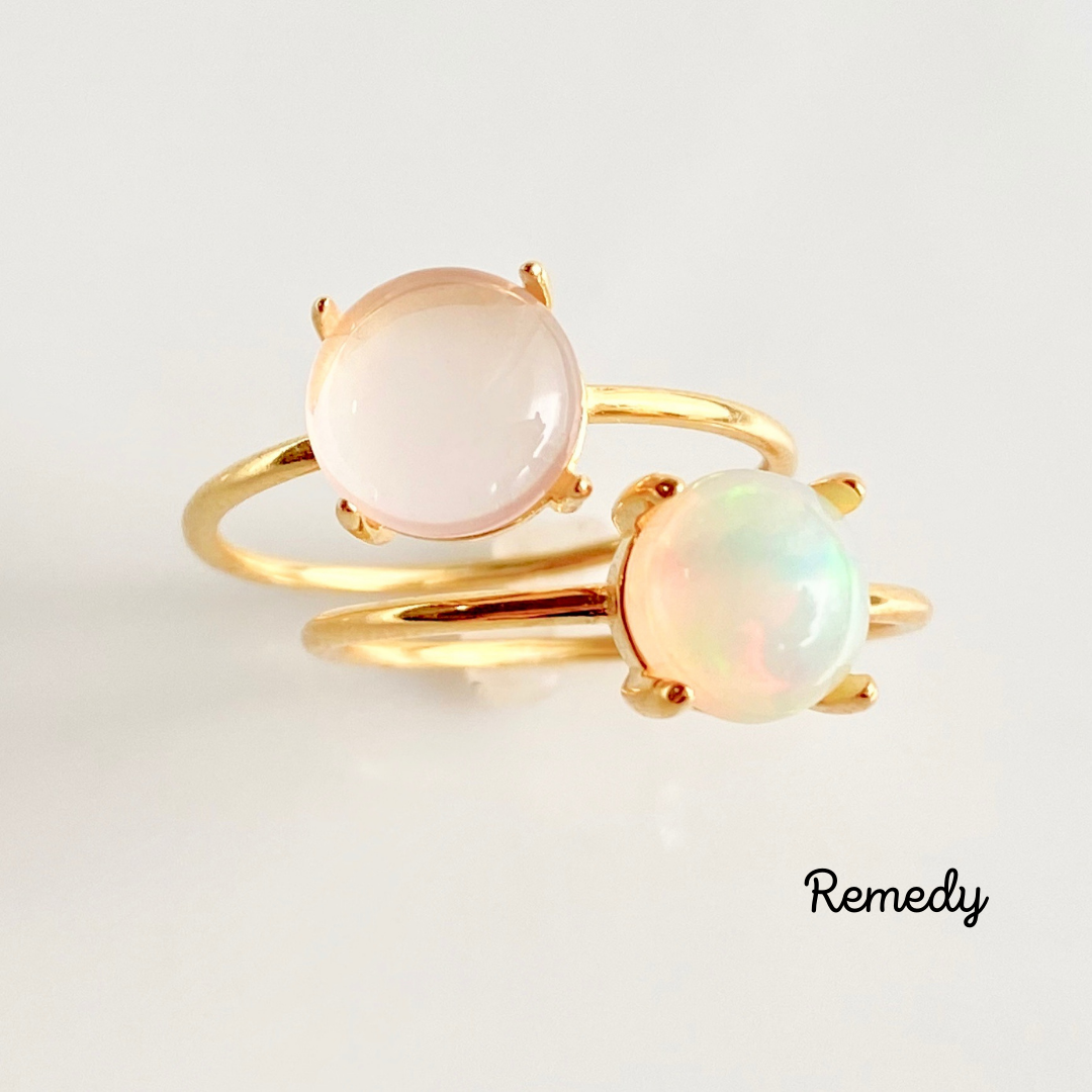 オパールとローズクォーツのリングセット Silver925/18KGP １0月誕生石