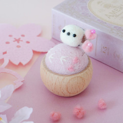 ひまわりとシマエナガのリース 羊毛雑貨 （再販） 羊毛フェルト