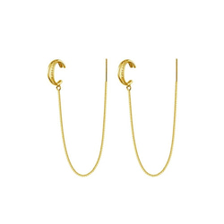 925 銀耳環和鍊式耳環組（2 種顏色可選），鑲嵌鋯石 第6張的照片