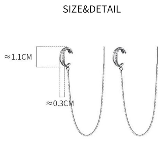 925 銀耳環和鍊式耳環組（2 種顏色可選），鑲嵌鋯石 第7張的照片