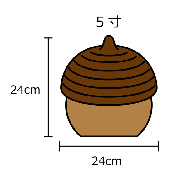 【受注製作品】どんぐりの骨壺カバー（5寸用）（コナラ属アカガシ亜属） 7枚目の画像