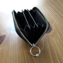 イタリアンレザー カードケース　コンパクト財布　小さい財布　ミニ財布　革財布　手のひらサイズ　手縫い　ラウンドファスナー 4枚目の画像