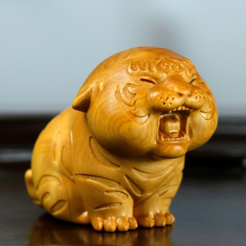 極上品 虎 木彫り 飾り置物 工芸品 精密彫刻 彫刻 大波彫刻 通販