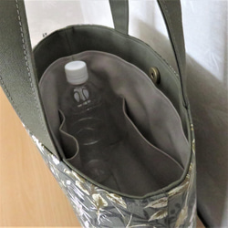 綿麻×帆布　トートバッグ（ボタニカル柄・グリーン） 4枚目の画像