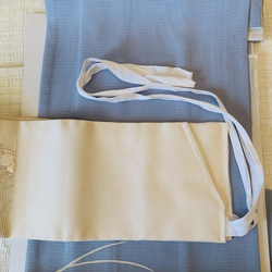 セール！夏用の結び帯/西陣織、絹シルク100%鳳凰柄(白色)。挿すだけ完成、簡単着付け帯 4枚目の画像