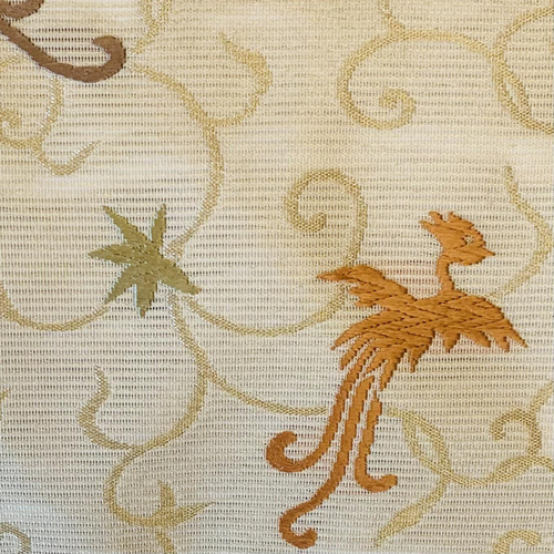 セール！夏用の結び帯/西陣織、絹シルク100%鳳凰柄(白色)。挿すだけ  