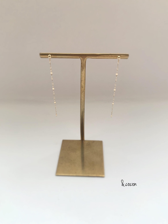 【K10YG】長さが選べる♡ Double Simple Necklace & Pierce  ペアセット❤︎ 4枚目の画像