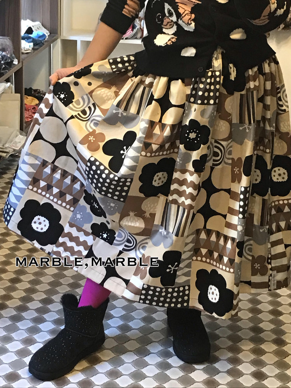 北欧スカート　大人スカート　ギャザースカート　レディーススカート　ふんわりスカート 2枚目の画像