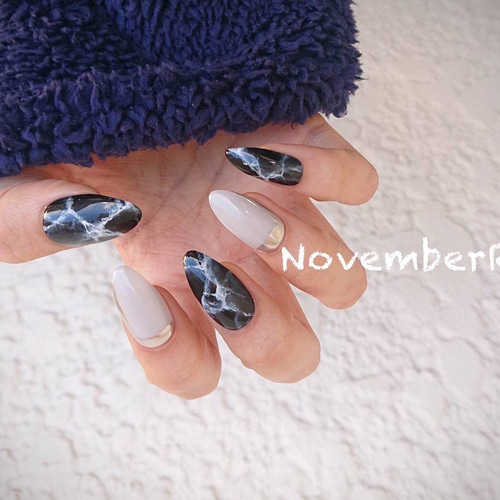 LA482☆黒大理石ネイル◯ ネイルチップ（つけ爪） NovemberR 通販