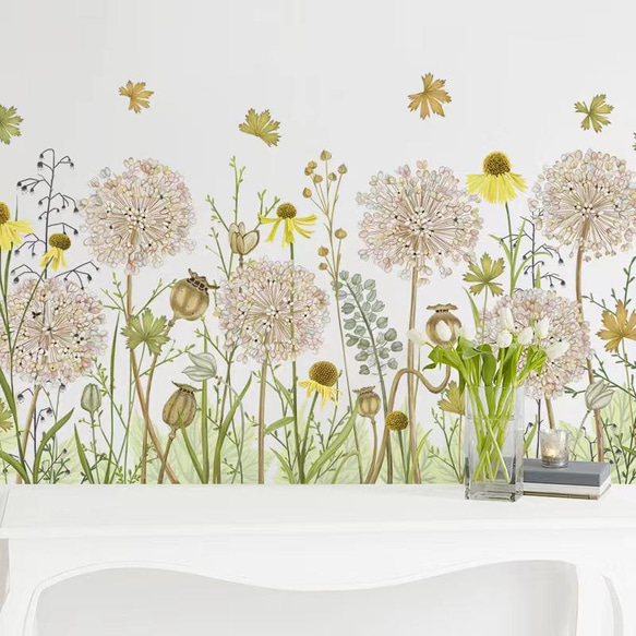 ウォールステッカー S616 タンポポ　植物　花　ナチュラル　DIY 壁シール　インテリアシート　剥がせるシール 4枚目の画像
