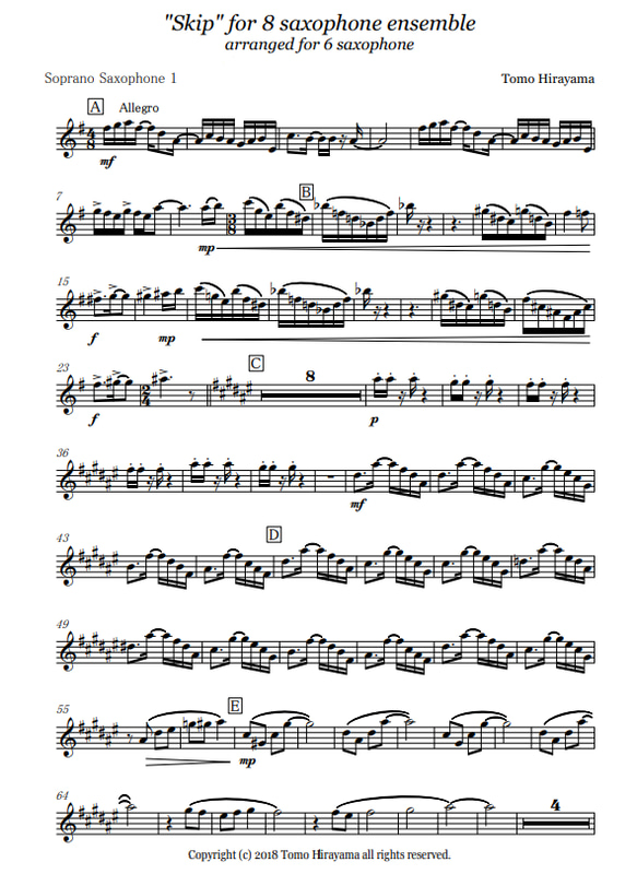 【６重奏版】"Skip" for 8 Saxophone Ensemble 2枚目の画像
