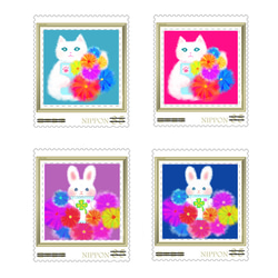 猫の110円切手と85円切手（合計4枚）セット❀creema限定