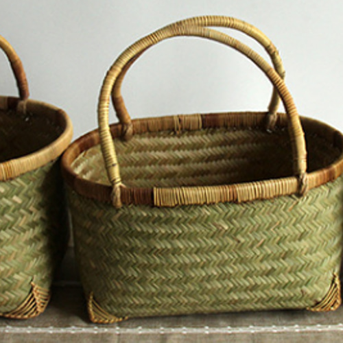 3点セット 鳥越す☆竹細工市場かご 手作りの竹製野菜や果物の
